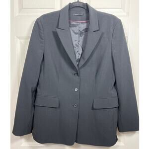 Elie Tahari Black 3 Button Blazer Stretch Career Business Women's 10 Corporate